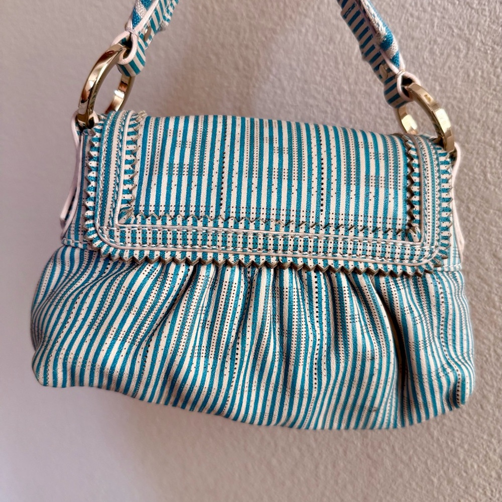 Fendi FF Turquoise Striped Mini Chef Bag - Picture 2 of 13